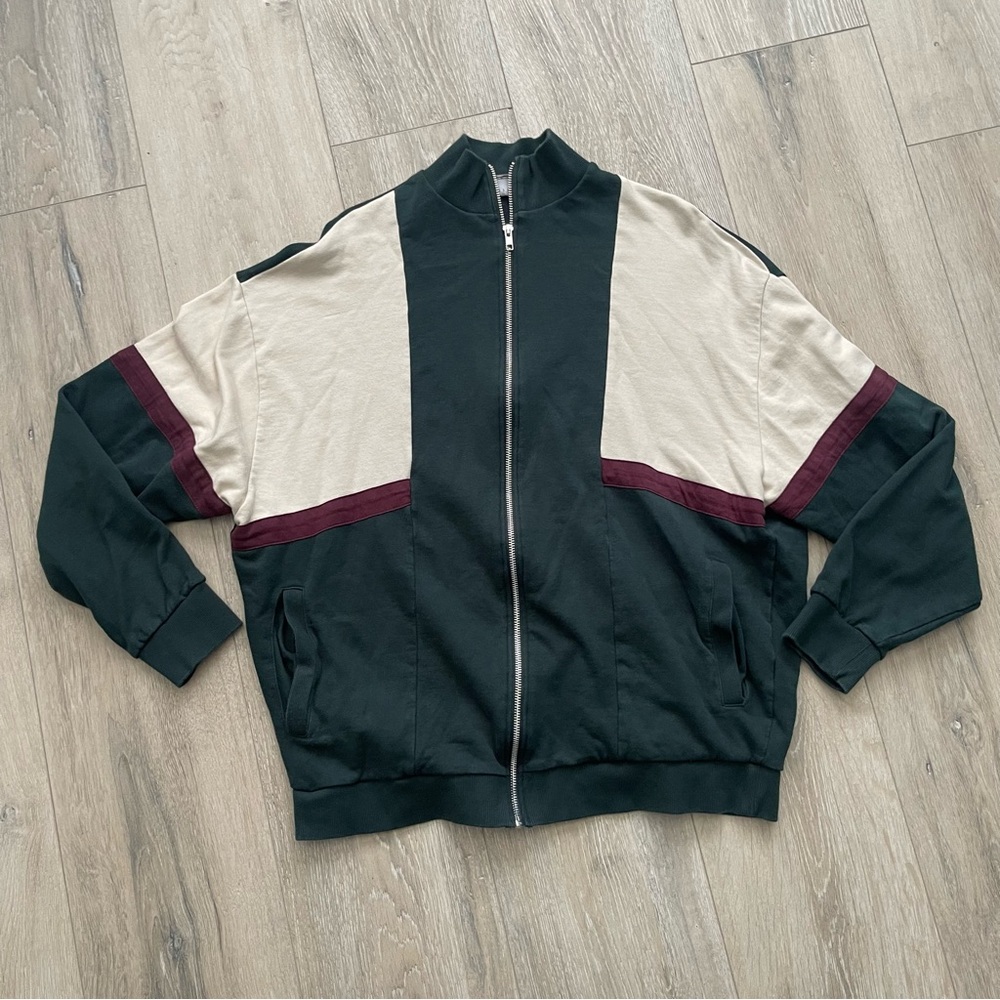ASOS DESIGN oversized jersey jacket in retro sport color-block size L